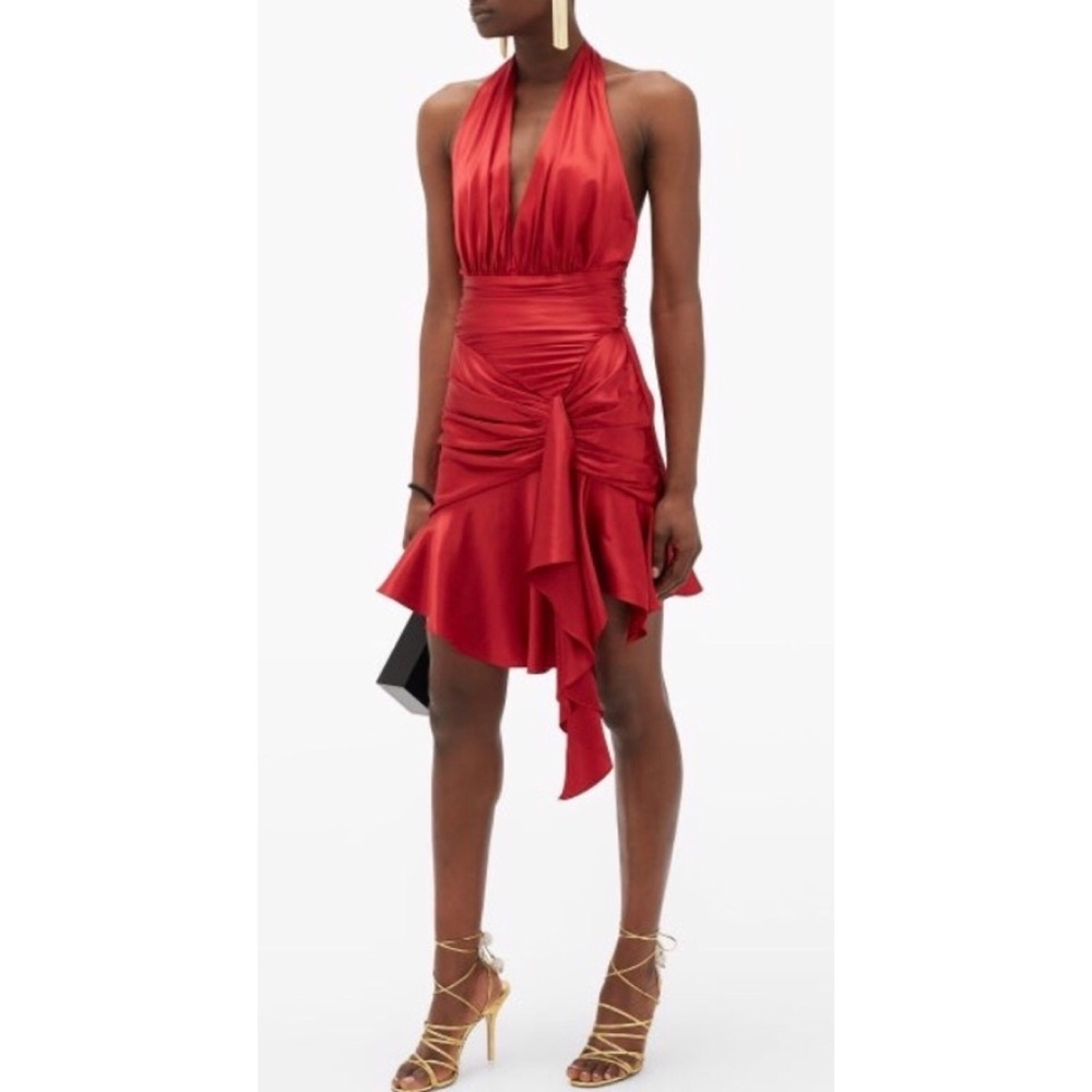 Alexandre Vauthier halterneck ruched silk blend mini dress